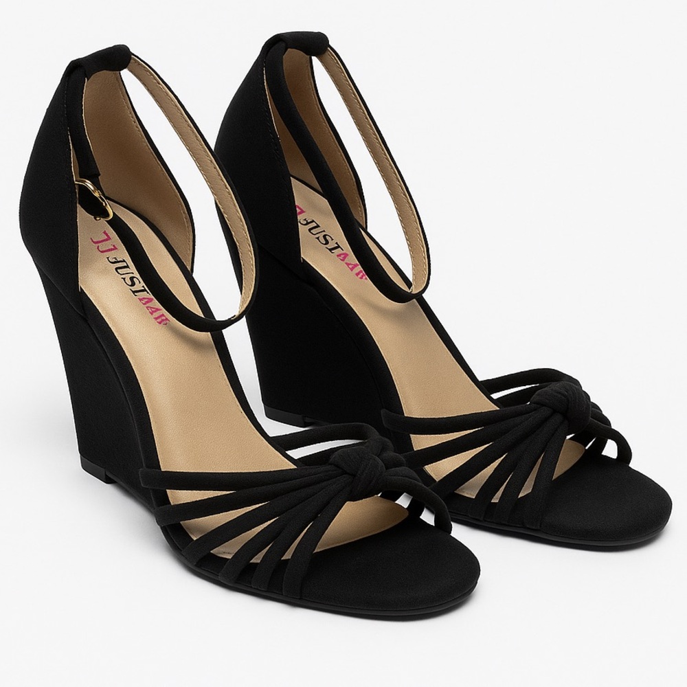 👡JustFab Elegant Black Wedge Heels